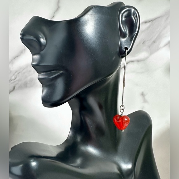 Jewelry - ❤️Glass Heart Long Dangle Earrings
